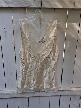 Nordstrom Cream Lace Trim Satin Camisole